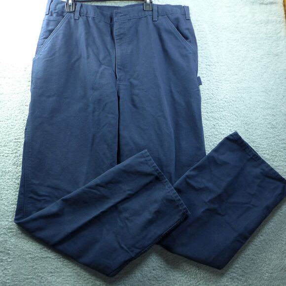 Vtg Carhartt Grey Duck Canvas Workwear Trousers Carpenter Pants USA 33W 31L